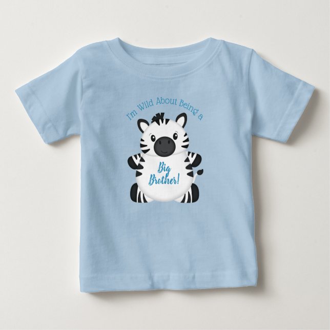 Zebra Baby Shower Safari Blue Boy T Shirt (Framsida)