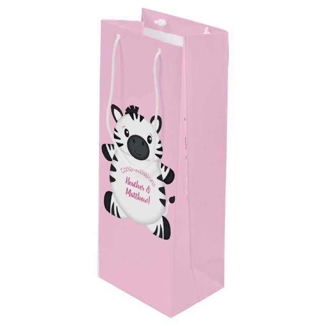 Zebra Baby Shower Safari Rosa Girl Girl Girl Girl (Framsidan Vinklad)