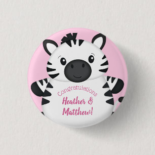 Zebra Baby Shower Safari Rosa Girl Girl Girl Girl Knapp