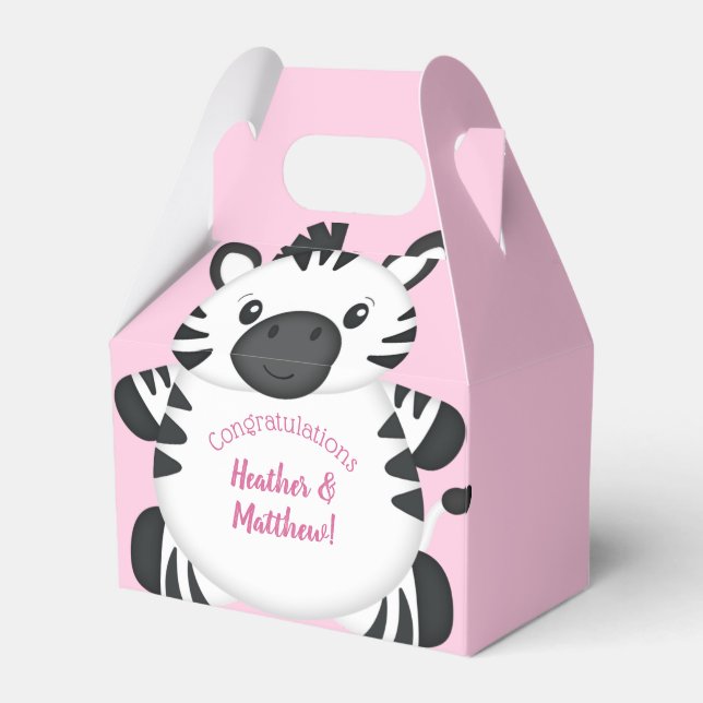 Zebra Baby Shower Safari Rosa Girl Girl Girl Girl Presentaskar (Framsidan Sidan)