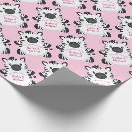 Zebra Baby Shower Safari Rosa Girl Girl Girl Girl Presentpapper