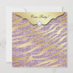 Zebra Bachelorette Party Inbjudan Rosa Guld Makeup
