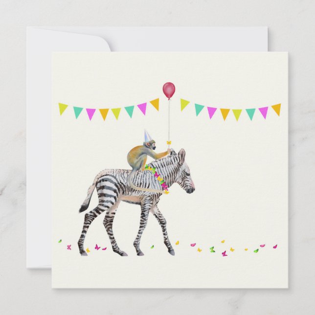Zebra balloon party cards Set 10 Julkort (Framsida)