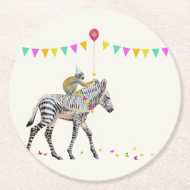 Zebra Balloon Party Coasters Underlägg Papper Rund