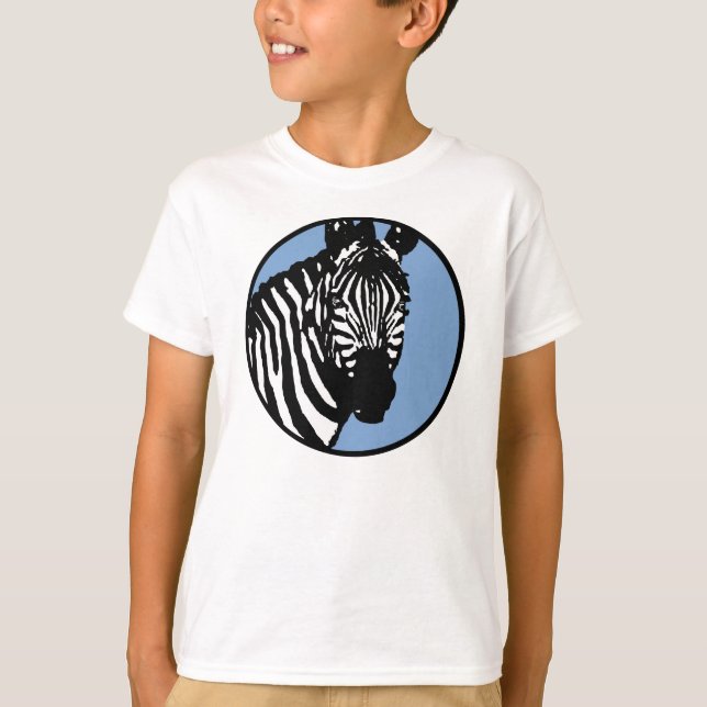 zebra, blå cirkel. tee (Framsida)