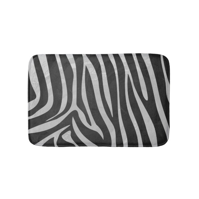 Zebra Black and Light Grått Print Badrumsmatta (Framsidan)