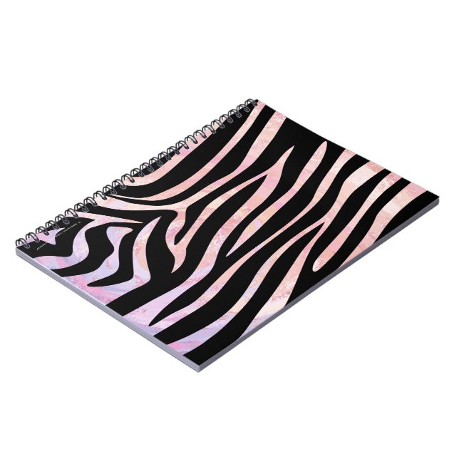 Zebra Black and Rosa Print Anteckningsbok (Vänstra Sidan)