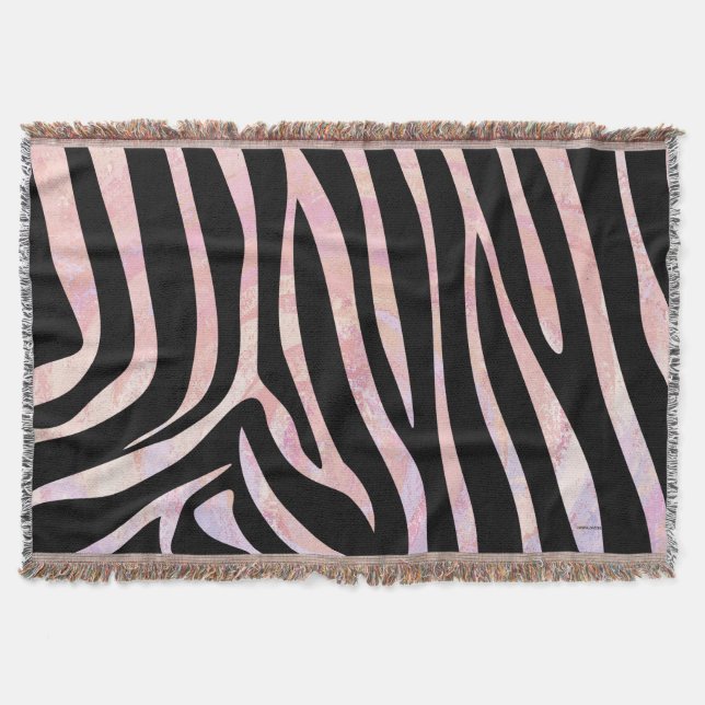 Zebra Black and Rosa Print Filt (Framsidan)