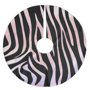 Zebra Black and Rosa Print Julgransmatta Borstad Polyester