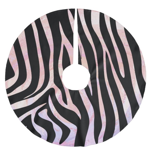 Zebra Black and Rosa Print Julgransmatta Borstad Polyester (Framsidan)