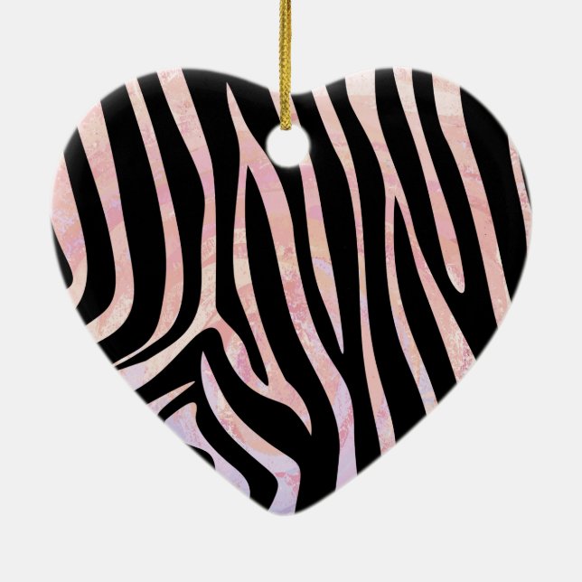 Zebra Black and Rosa Print Julgransprydnad Keramik (Baksidan)