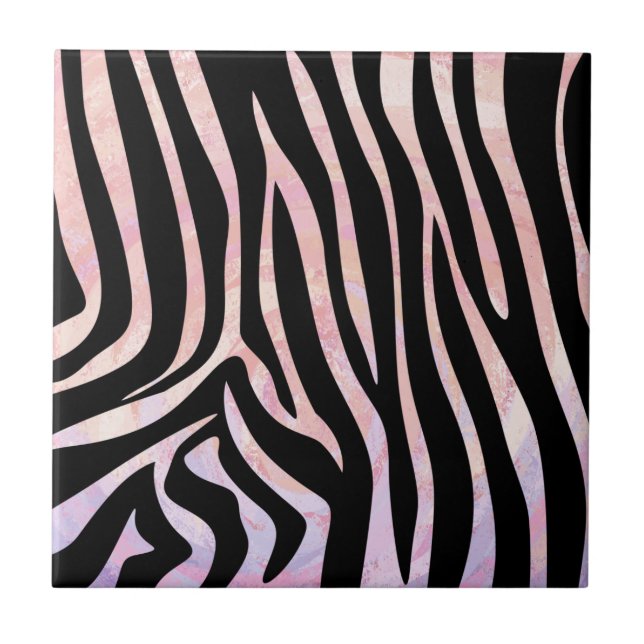 Zebra Black and Rosa Print Kakelplatta (Framsidan)
