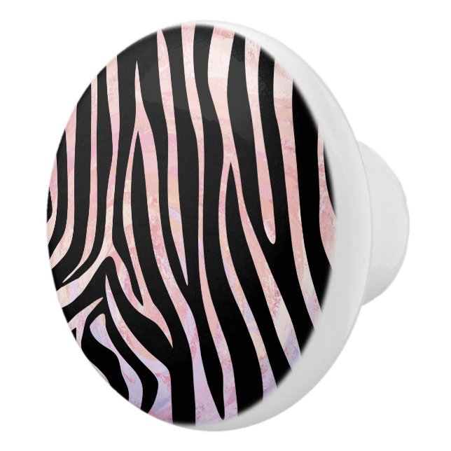 Zebra Black and Rosa Print Knopp (Höger)
