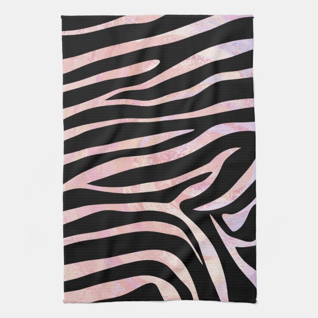 Zebra Black and Rosa Print Kökshandduk (Vertikal)