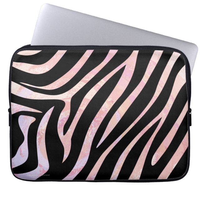 Zebra Black and Rosa Print Laptop Fodral (Framsidan)