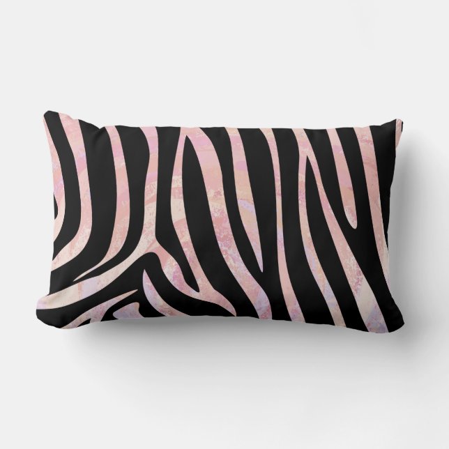 Zebra Black and Rosa Print Lumbarkudde (Framsida)