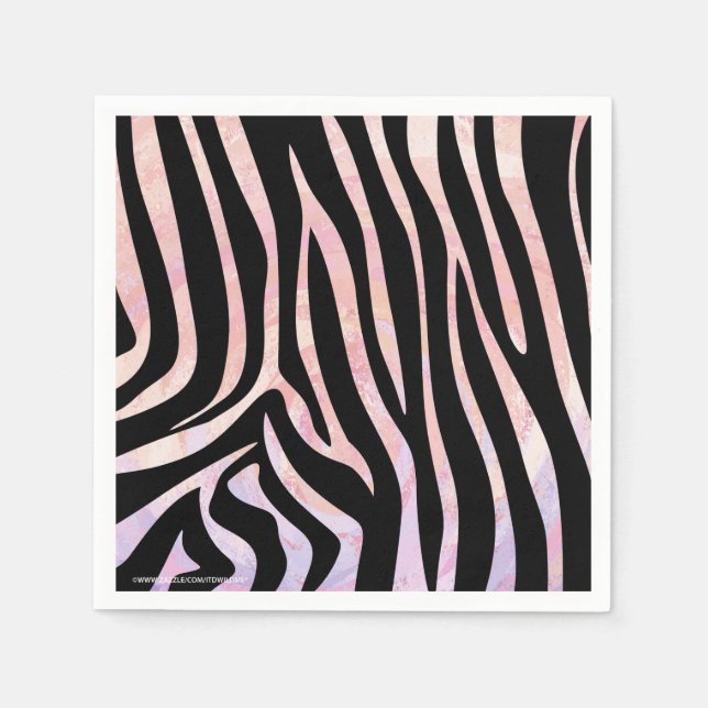 Zebra Black and Rosa Print Pappersservett (Framsidan)