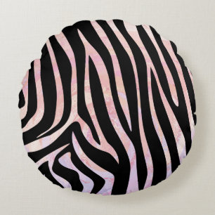 Zebra Black and Rosa Print Rund Kudde