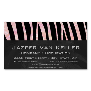 Zebra Black and Rosa Print Visitkortmagnet