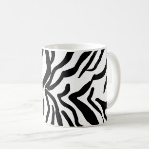 Zebra Black and White Gömmer Päls Mönster Kaffemugg