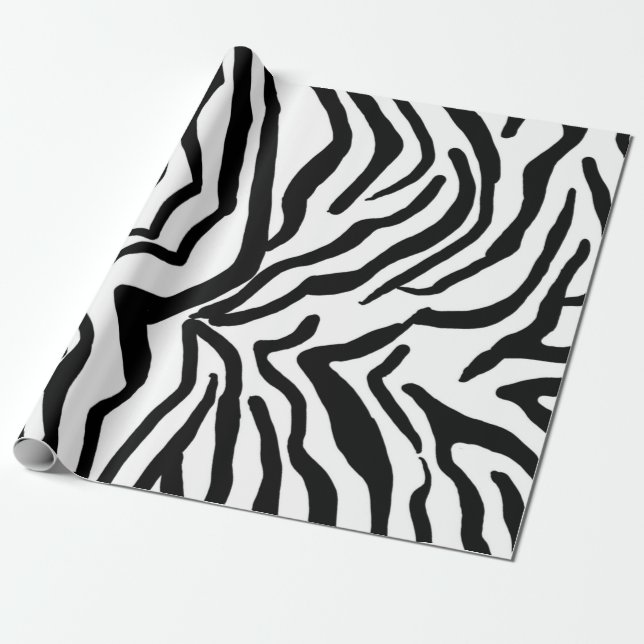 Zebra Black and White Gömmer Päls Mönster Presentpapper (Utrullad)