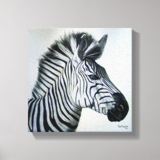 Zebra Black and White Portrait Small Canvastryck