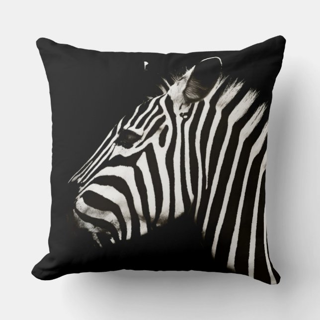 Zebra Black and White Rand Animal Kudde (Framsida)
