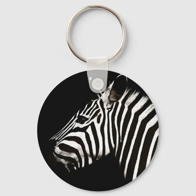 Zebra Black and White Rand Animal Nyckelring (Framsida)