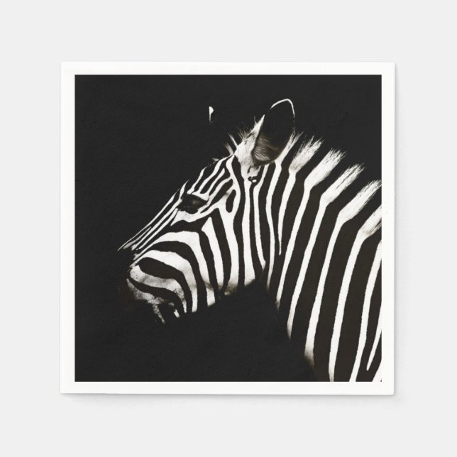 Zebra Black and White Rand Animal Pappersservett (Framsidan)