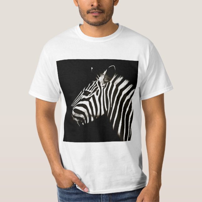 Zebra Black and White Rand Animal T Shirt (Framsida)