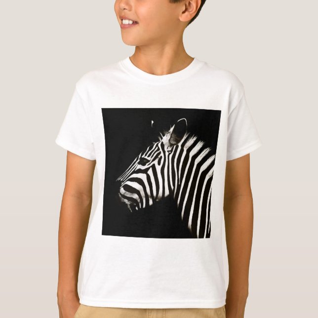Zebra Black and White Rand Animal T Shirt (Framsida)