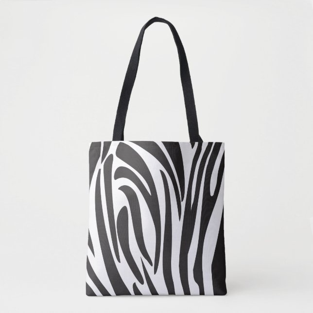 Zebra Black and White Rand, Trendig design Tygkasse (Framsida)