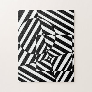 Zebra Black and White Square och Circle Mönster Pussel