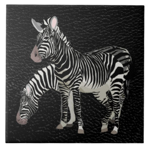 Zebra Black Leather Decorative Ceramic Tile Kakelplatta