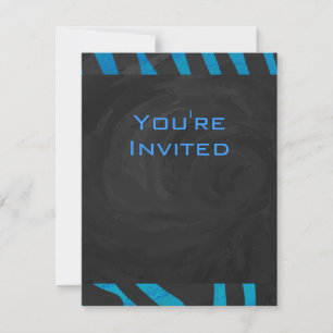 Zebra Black och Blue med Monogram Inbjudningar