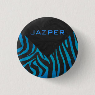 Zebra Black och Blue med Monogram Knapp