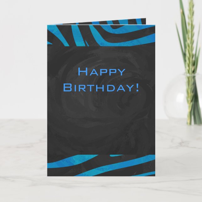 Zebra Black och Blue med Monogram Kort (Framsida)