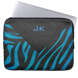 Zebra Black och Blue med Monogram Laptop Sleeve