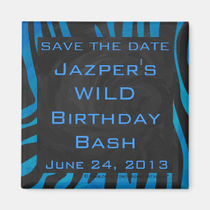 Zebra Black och Blue med Monogram Magnet