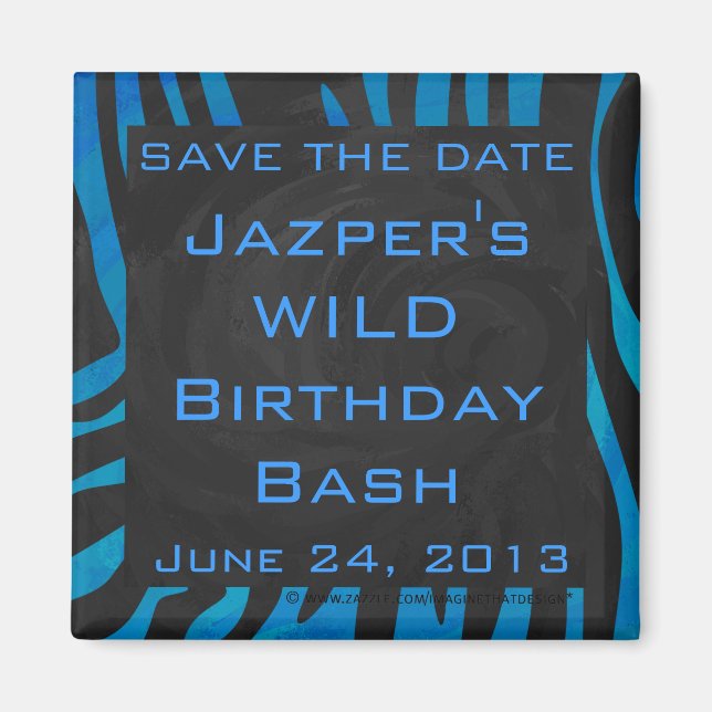 Zebra Black och Blue med Monogram Magnet (Framsidan)