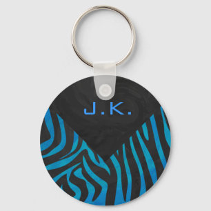 Zebra Black och Blue med Monogram Nyckelring
