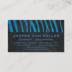 Zebra Black och Blue med Monogram Visitkort