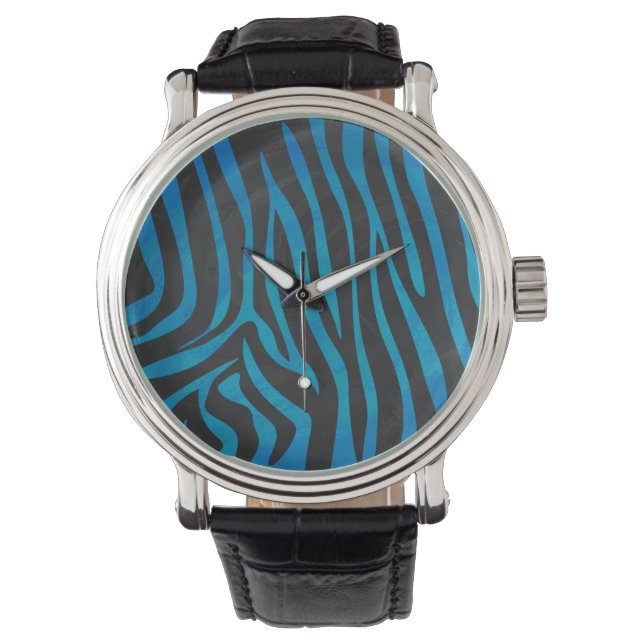 Zebra Black och Blue Print Armbandsur (Framsida)