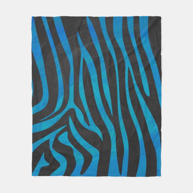Zebra Black och Blue Print Fleecefilt (Framsidan)