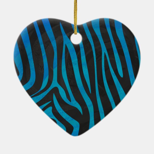 Zebra Black och Blue Print Julgransprydnad Keramik (Baksidan)