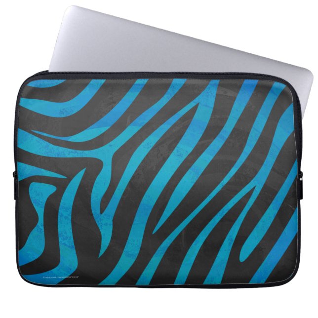 Zebra Black och Blue Print Laptop Fodral (Framsidan)