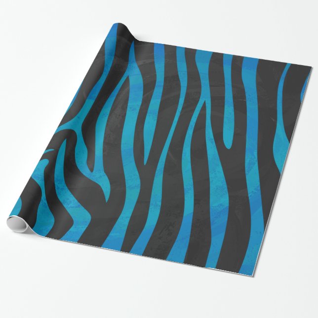 Zebra Black och Blue Print Presentpapper (Utrullad)