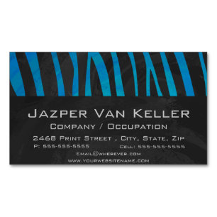 Zebra Black och Blue Print Visitkortmagnet