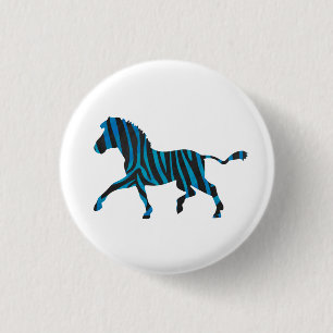 Zebra Black och Blue Silhouette Knapp