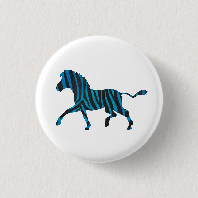Zebra Black och Blue Silhouette Knapp (Framsida)
